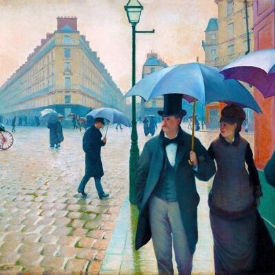 Kit ricamo punto croce fai-da-te - Via Parigi, tempo piovoso - Gustave Caillebotte