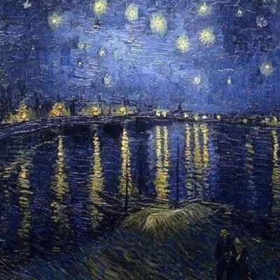 Kit de bordado de punto de cruz DIY - La noche estrellada de Van Gogh sobre el Ródano