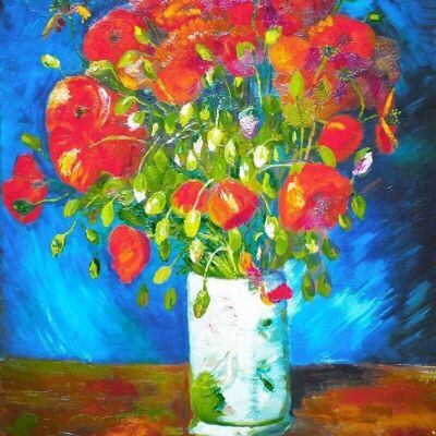 Kit ricamo punto croce fai da te - Vaso con papaveri - Van Gogh