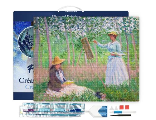 Kit de Broderie Diamant 5D - Diamond Painting DIY Dans les bois de Giverny - Monet 40x50cm toile tendue sur châssis