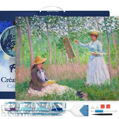 5D Diamond Embroidery Kit - DIY Diamond Painting In the Woods of Giverny - Monet 40x50cm canvas stretched on frame