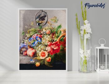 Kit de Broderie Diamant 5D - Diamond Painting DIY Fleurs et fruits - Herman Henstenburgh 40x50cm toile tendue sur châssis 4