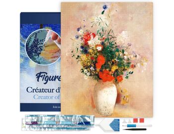 Kit de Broderie Diamant 5D - Diamond Painting DIY Vase de fleurs - Odilon Redon 40x50cm toile tendue sur châssis 1