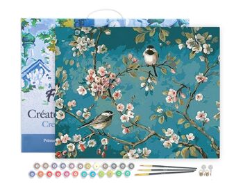 Peinture par Numéro Kit DIY - Fleurs et oiseaux 2 - toile tendue sur châssis en bois 1