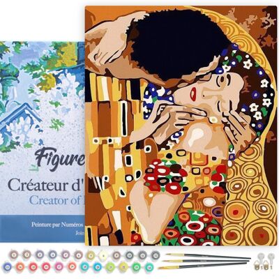 Paint by Number DIY Kit - Tender Kiss - stretched canvas on wooden frame