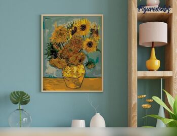 Peinture par Numéro Kit DIY - Van gogh - tournesols - toile tendue sur châssis en bois 4