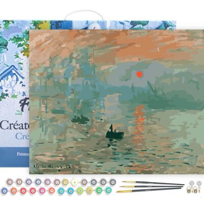 Kit de bricolaje Paint by Number - Impresión del sol naciente de Monet - lienzo estirado sobre marco de madera