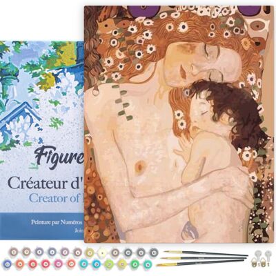 Kit de bricolaje Paint by Number - Madre e hijo de Klimt - lienzo estirado sobre marco de madera