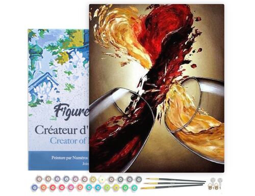 Peinture par Numéro Kit DIY - Mélanges de vins - toile tendue sur châssis en bois