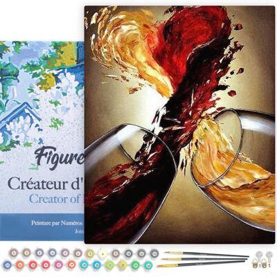 Paint by Number DIY Kit - Wine Blends - stretched canvas on wooden frame