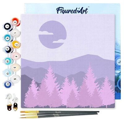 Mini Painting by Numbers - DIY Kit 20x20cm with Fir Forest Frame