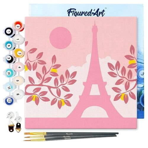 Mini Peinture par Numéros - Kit DIY 20x20cm avec cadre Paris au Soleil