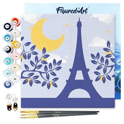 Mini Painting by Numbers - DIY Kit 20x20cm with frame Paris under the Moon