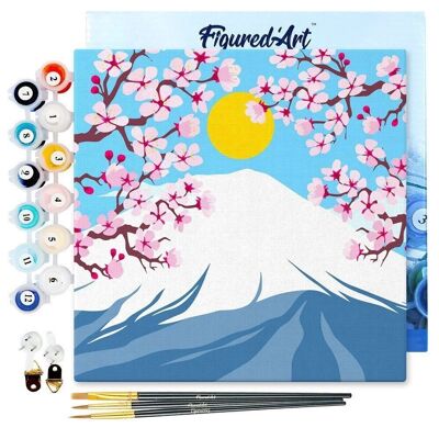 Mini dipinto con i numeri - Kit fai da te 20x20 cm con cornice Monte Fuji