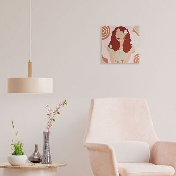 Mini Peinture par Numéros - Kit DIY 20x20cm avec cadre Femme et Fleur dans les Cheveux 2
