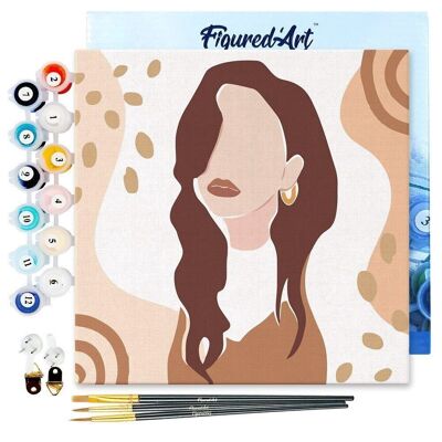 Mini Painting by Numbers - DIY Kit 20x20cm with frame Pensive Woman