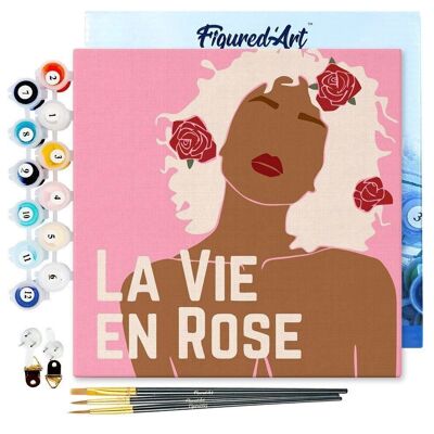 Mini Peinture par Numéros - Kit DIY 20x20cm avec cadre La Vie en Rose