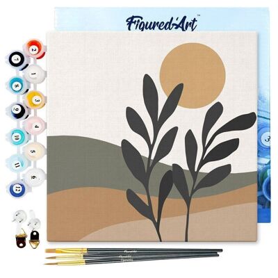 Mini Painting by Numbers - DIY Kit 20x20cm with Landscape and Plant frame