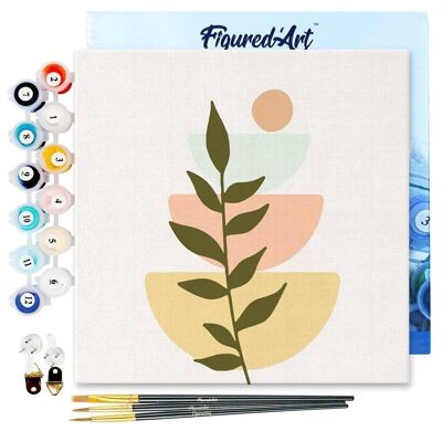 Mini Painting by Numbers - DIY Kit 20x20cm with Plant 2 frame
