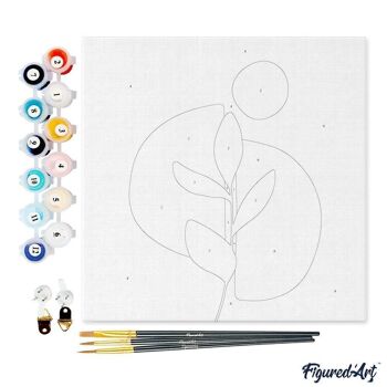 Mini Peinture par Numéros - Kit DIY 20x20cm avec cadre Plante 3 4