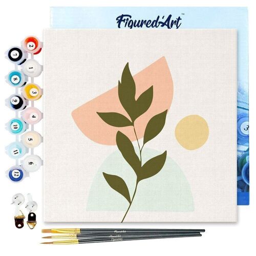 Mini Peinture par Numéros - Kit DIY 20x20cm avec cadre Plante 4