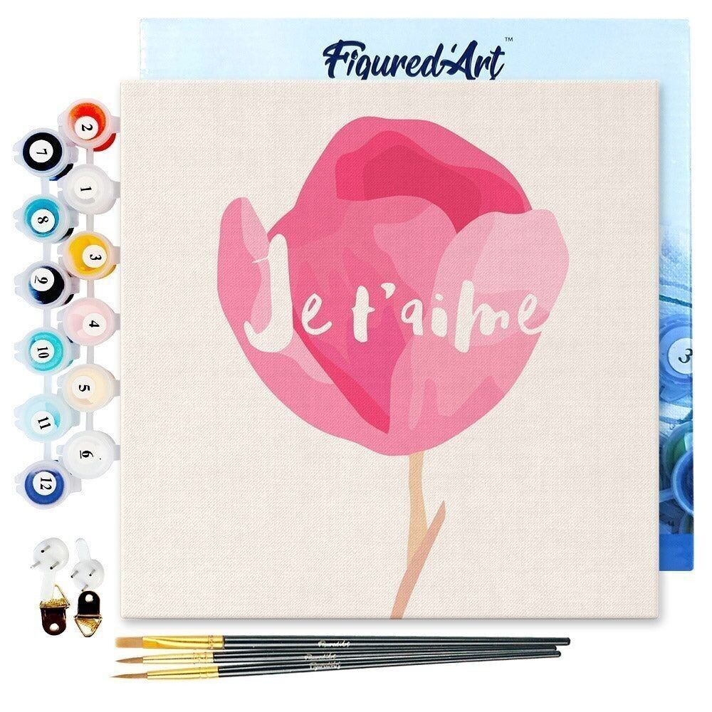 Mini-Malen nach Zahlen – DIY-Set 20 x 20 cm mit Rahmen „I Love You“.