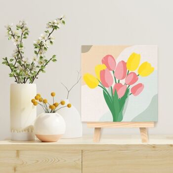 Mini Peinture par Numéros - Kit DIY 20x20cm avec cadre Bouquet de Tulipes 2