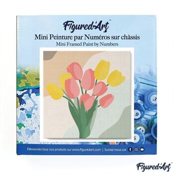 Mini Peinture par Numéros - Kit DIY 20x20cm avec cadre Bouquet de Tulipes 3