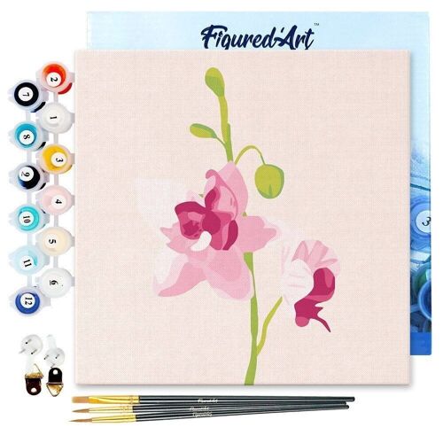 Mini Peinture par Numéros - Kit DIY 20x20cm avec cadre Orchidée