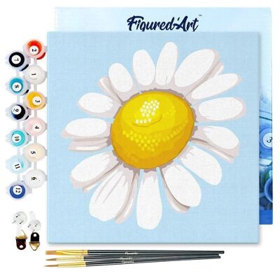 Mini Peinture par Numéros - Kit DIY 20x20cm avec cadre Jolie Marguerite