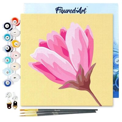 Mini Painting by Numbers - DIY Kit 20x20cm with frame Pink flower