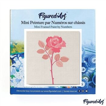 Mini Peinture par Numéros - Kit DIY 20x20cm avec cadre Rose sur Tige 3