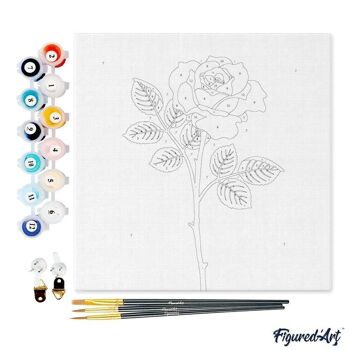 Mini Peinture par Numéros - Kit DIY 20x20cm avec cadre Rose sur Tige 4