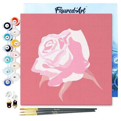 Mini Peinture par Numéros - Kit DIY 20x20cm avec cadre Corolle de Rose