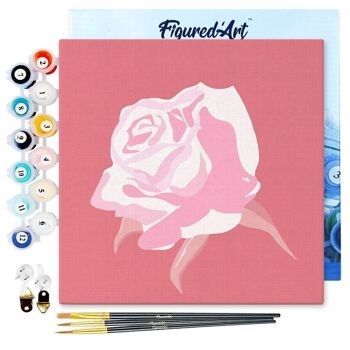 Mini Peinture par Numéros - Kit DIY 20x20cm avec cadre Corolle de Rose 1