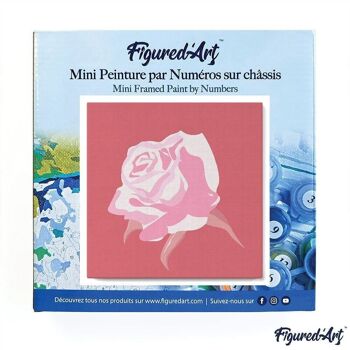 Mini Peinture par Numéros - Kit DIY 20x20cm avec cadre Corolle de Rose 3