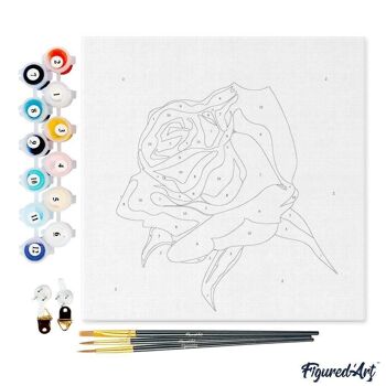 Mini Peinture par Numéros - Kit DIY 20x20cm avec cadre Corolle de Rose 4