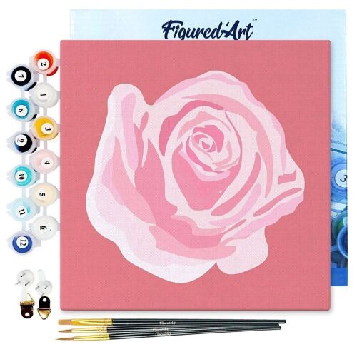 Mini Peinture par Numéros - Kit DIY 20x20cm avec cadre Corolle de Rose 2