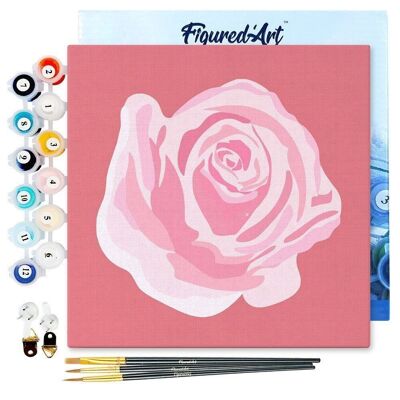 Mini Painting by Numbers - DIY Kit 20x20cm with frame Corolle de Rose 2