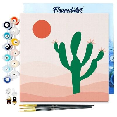 Mini Painting by Numbers - DIY Kit 20x20cm with Cactus Frame