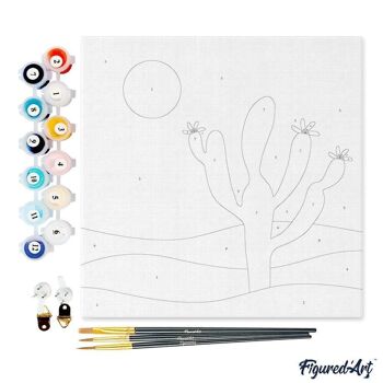 Mini Peinture par Numéros - Kit DIY 20x20cm avec cadre Cactus 4