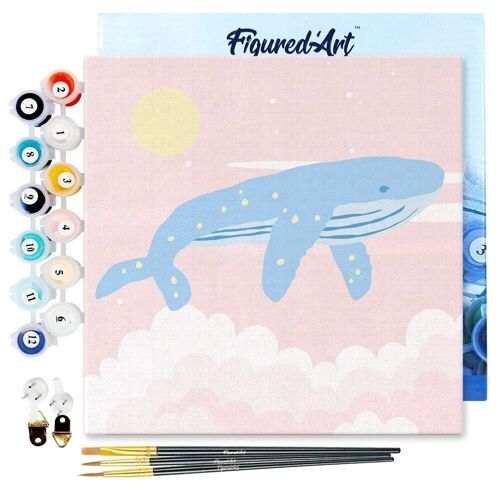 Mini Peinture par Numéros - Kit DIY 20x20cm avec cadre Baleine à bosse