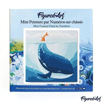Mini Peinture par Numéros - Kit DIY 20x20cm avec cadre Baleine Bleue 3