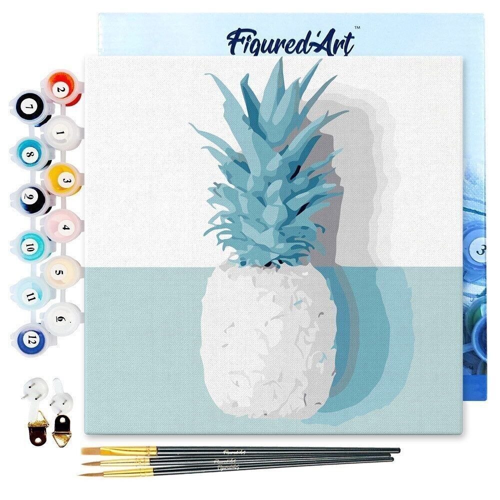 Mini dipinto con i numeri - Kit fai da te 20x20 cm con cornice a forma di ananas