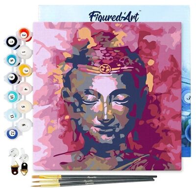 Mini Painting by Numbers - DIY Kit 20x20cm with precious Buddha frame
