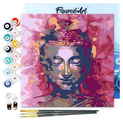 Mini dipinto con i numeri - Kit fai da te 20x20 cm con preziosa cornice di Buddha