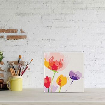 Mini Peinture par Numéros - Kit DIY 20x20cm avec cadre Fleurs en Couleurs 2