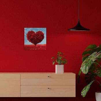 Mini Peinture par Numéros - Kit DIY 20x20cm avec cadre Arbre rouge Coeur 2