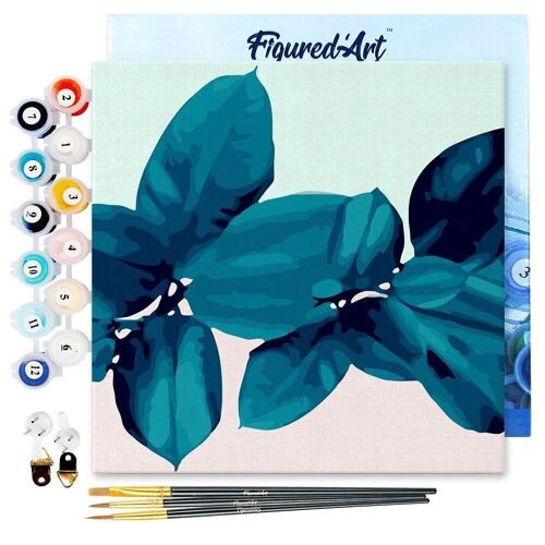 Mini Peinture par Numéros - Kit DIY 20x20cm avec cadre Feuillage