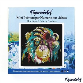 Mini Peinture par Numéros - Kit DIY 20x20cm avec cadre Babouin Pop Art 3